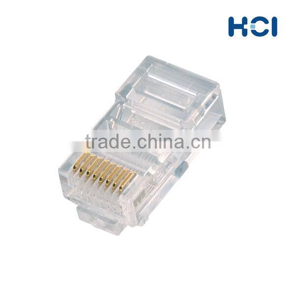 Taiwan Manufacturer RJ45 8P8C Cat5e UTP Gold Plated Modular Plug for Stranded and Solid Cable