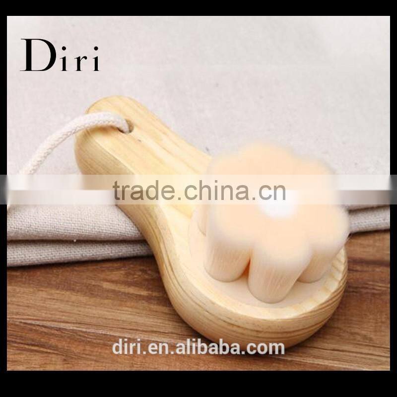 New Design Comma Shape Petals Hair wooden Handle Face Brush cleansing