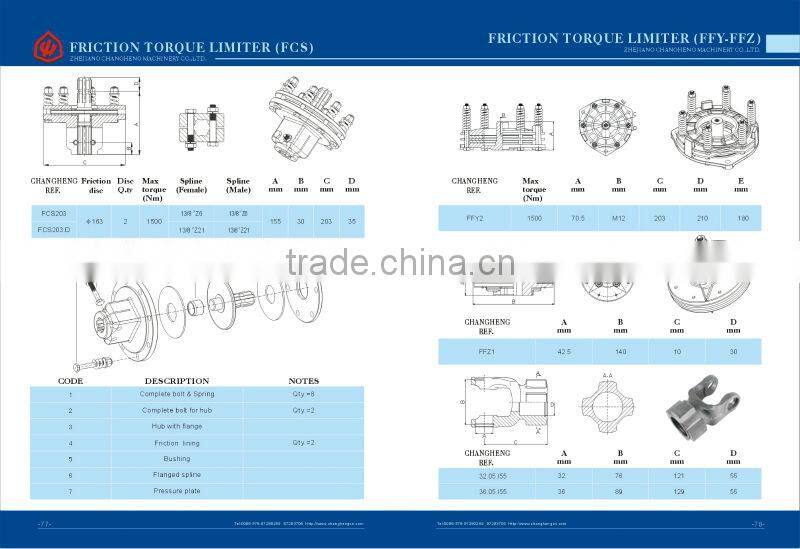 PTO shaft Ratchet clutch for Agricultural machines