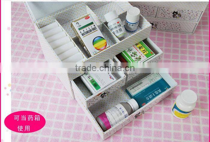 3-tier jewelry cosmetic storage case with drawers