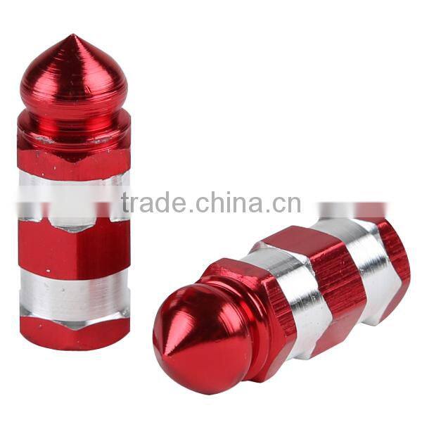 Universal Aluminum 2X/a Set Red&silver Motorcycle Wheel Tire Valve Stem Caps new