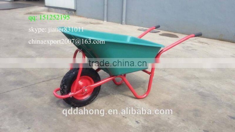 85L Wheelbarrow with Green Plastic Tray for Garden Use