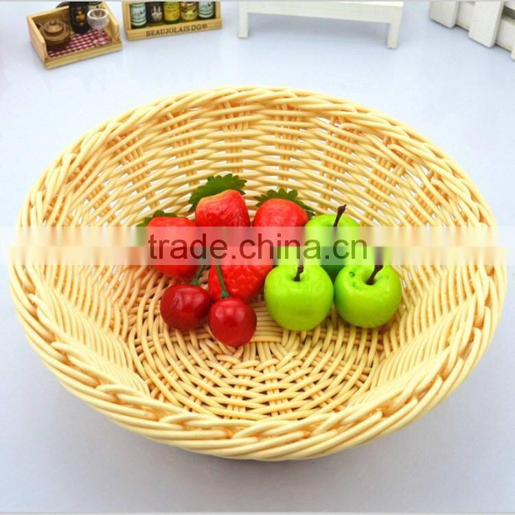 S&D pe rattan hand weaving eco-friendly small round nature color fruit vegetable storage bakset