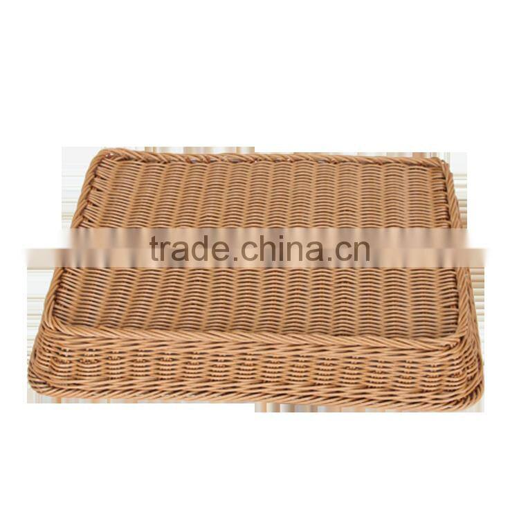 Handcraft PE rattan fruit vegetables basket double for supermarket display