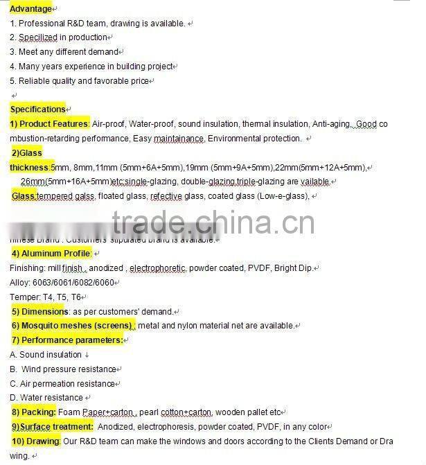 good sound and heat insulatio aluminum alloy and pvc windows and doors