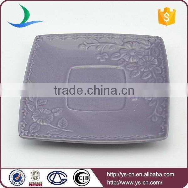 Hot sale flower design ceramic square dish