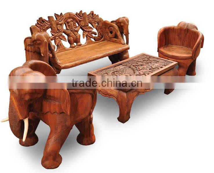 Southeast Asia Style Elephant Shape Wood Chair, Exquisite Handcarving Living Elephant Single Seater Chair (BF01-X1163)