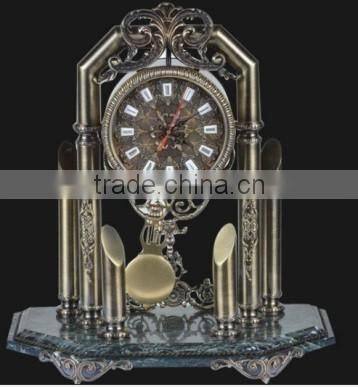 Outstanding Antique French Gold Gilded Bronze Clock, Ornate Cast Bronze Desk Clock