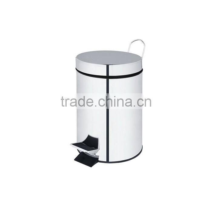 Large Silver Mirror-polished Surface Trash Bin