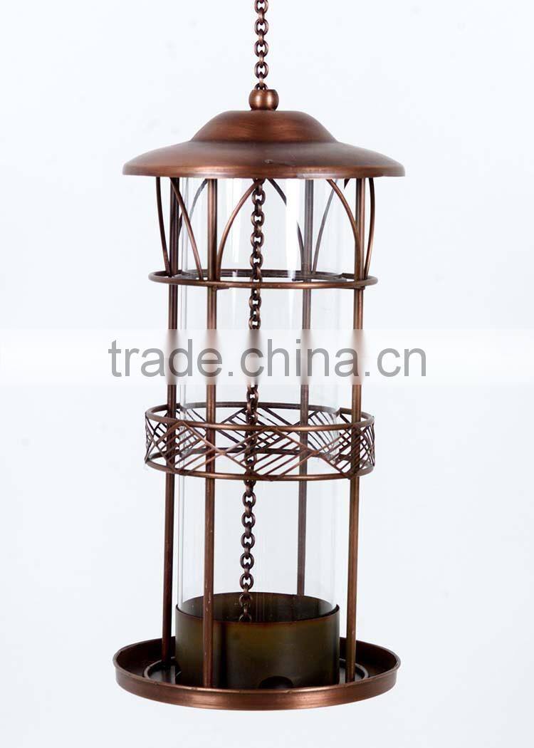 COPPER ANTIQUE LOOKING BIRD FEEDER,LUXURY DESIGN BIRD FEEDER WITH METAL TRAY AND HANGER