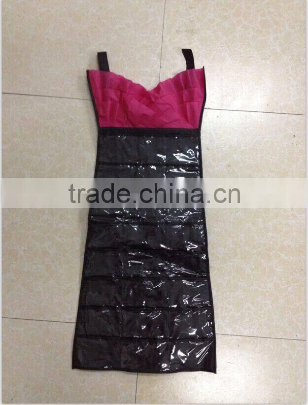 Hanging dress jewelry organizer/hanging jewelry organizer with pockets/foldable hanging jewelry organizer