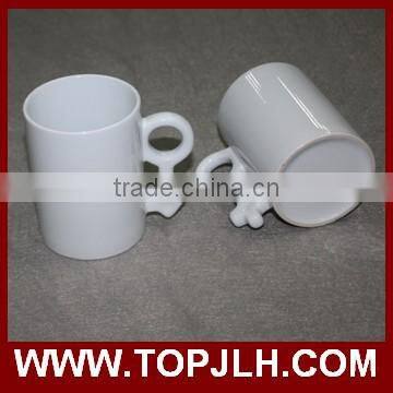 Promotional plain white double wall Pure white ceramic mug with handle