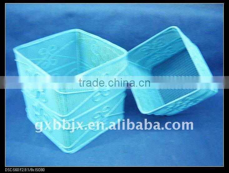 Square blue wire storage brush holder craft basket