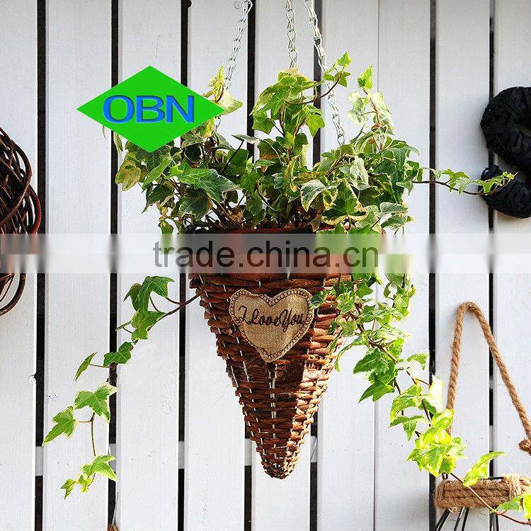 Hot sale wicker decor wholesale rattan flower basket hanging basket