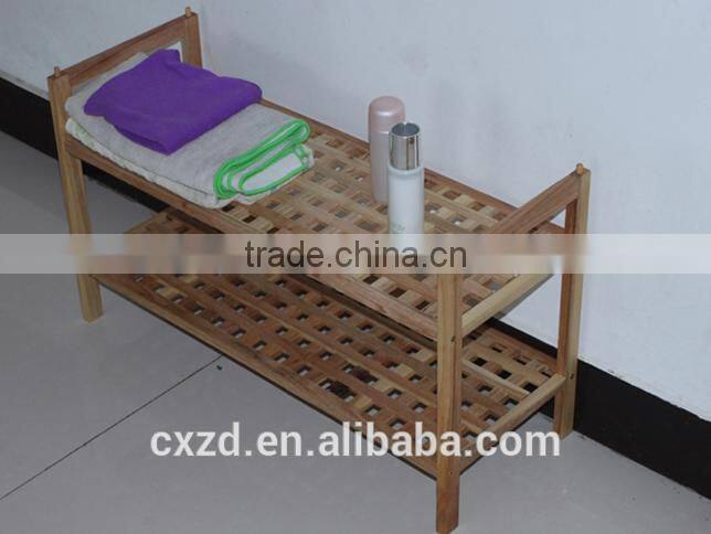 cheap fashion design two-tier walnut shoe rack