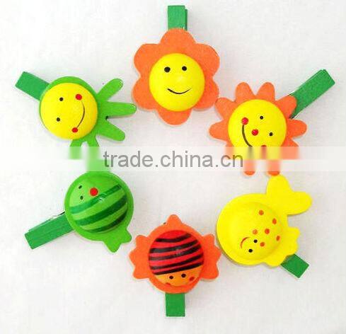 hot sale new products made in China wholesale promotion gifts colored clothespin wooden white smile clips
