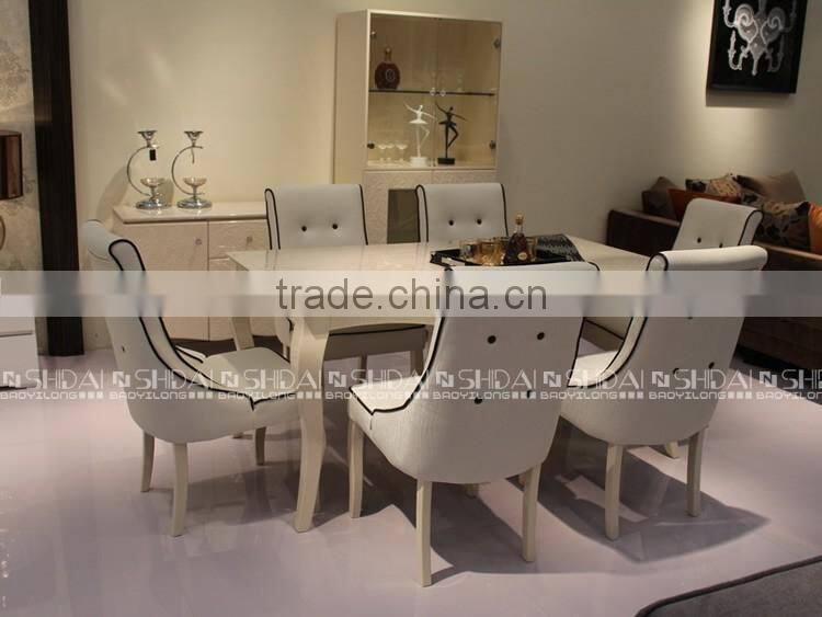 Bottom price peach lacquer pink marble top dining table LV-A802