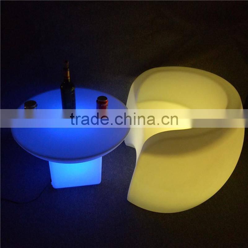 Modern classic plastic colorful lighting illuminated RGB LED chair with table