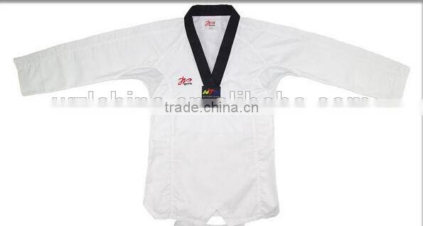 OEM red black V neck 100% cotton taekwondo uniform all sizes