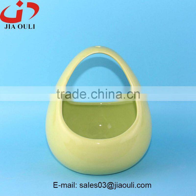 New design EASTER decoration colorful Ceramic egg shape basket