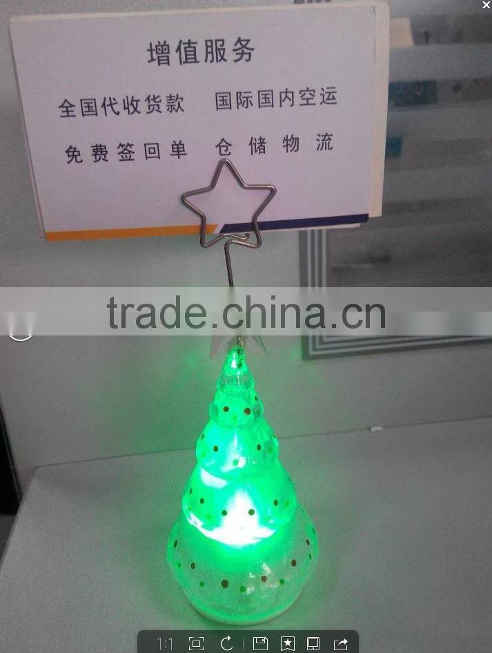 led acrylic plastic mini tree snowman business card holder