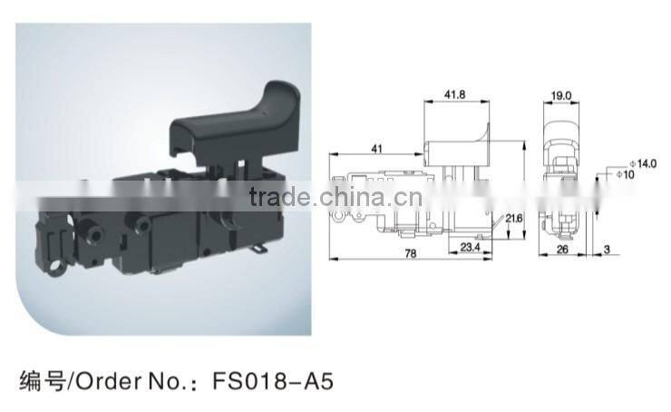 fs 018 HOT Dust Proof power tool switch ,power tool spare parts, speed control hammer drill trigger switch 018-13