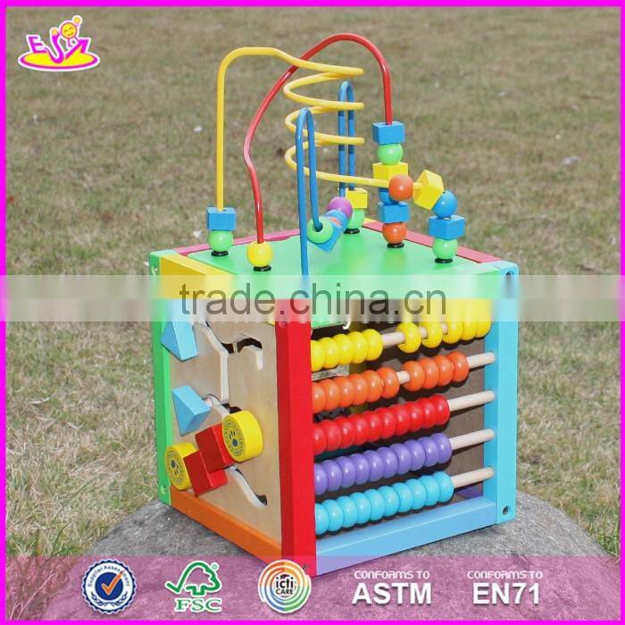 Multi-function 5 in 1 wooden toy activity cube for toddlers W11B136-S