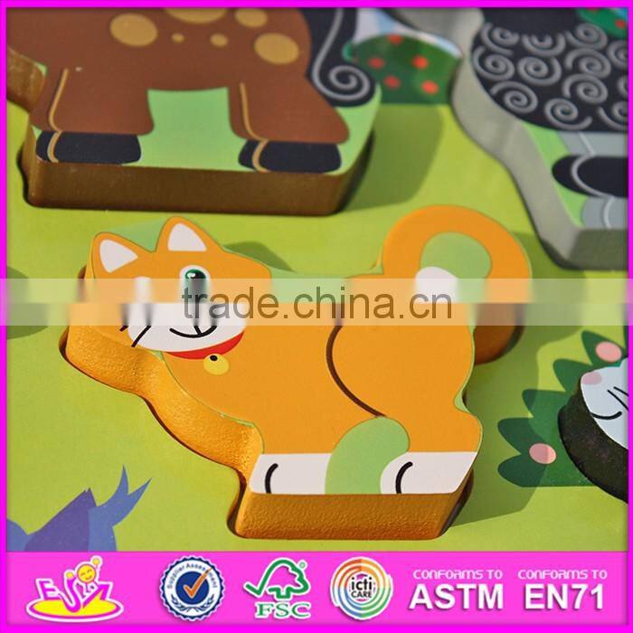 2016 new design educational 3d puzzle toy wooden animal shapes for kindergarten W14D021