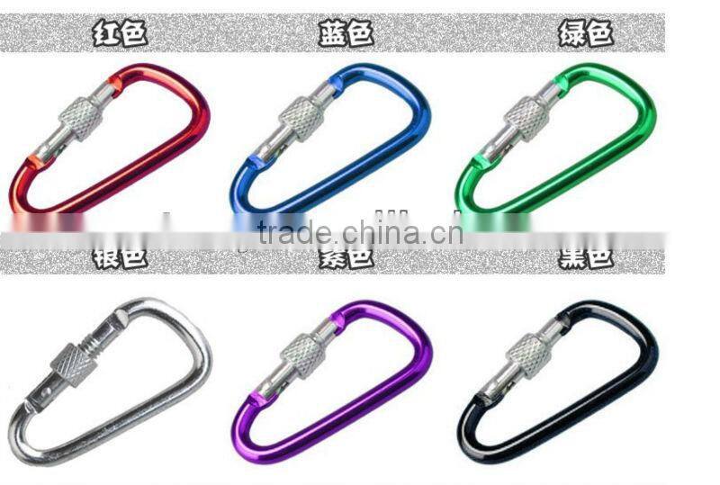 D shape climbing hook with locked/Aluminum Mountain Climbing Hook
