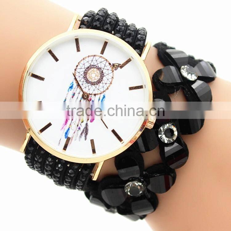 2017 luxury charming decoration watch Fashion Girl pearl wristwatch lady handmade bracelet
