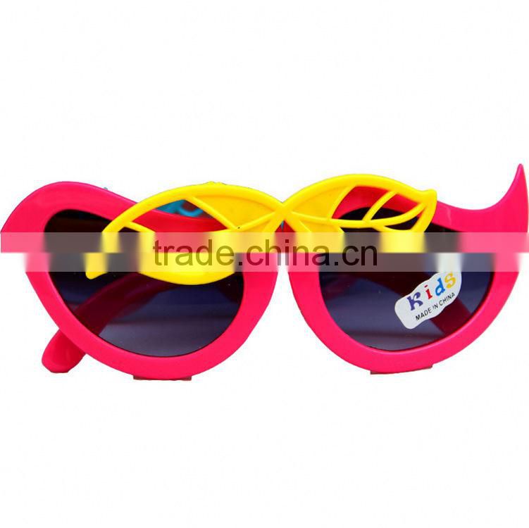 Leaves Shape Kids Glasses Folding Kids Sun Glasses Fashionable Folding Plastic Sunglasses