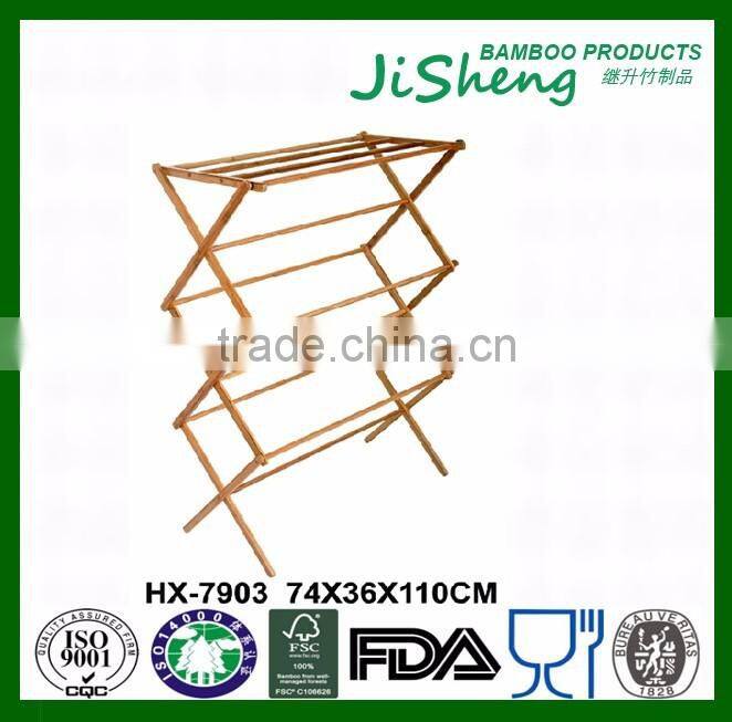 Foldable Bamboo Wood Clothes Drying Hanger Stand