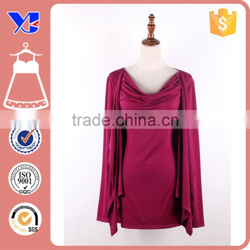 fashion Puff Sleeve Sexy Fold V Neck Long Sleeve Silk Blouse