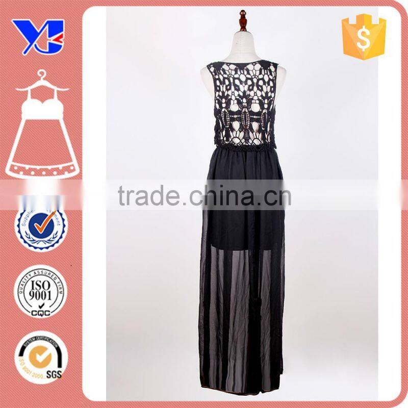 Cotton chemical lace face with chiffon dark lining maxi patchwork dresses