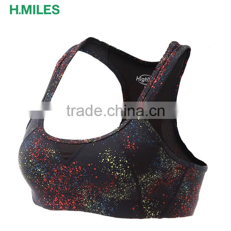Sexy plain ladies high resilience padded fitness sports bra for women