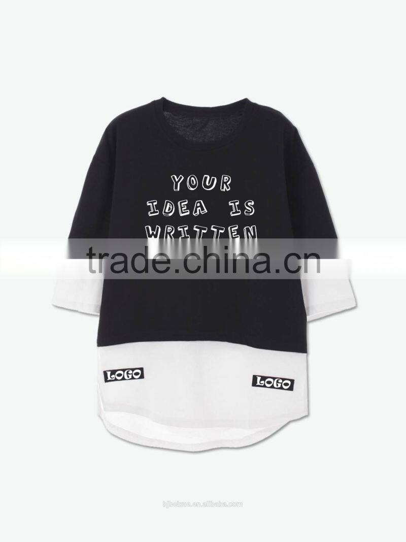 manufacture printing wholesale blank standard long hem gym t-shirt