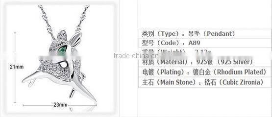 deer shape zircon pendant 925 sterling silver pendant jewelry