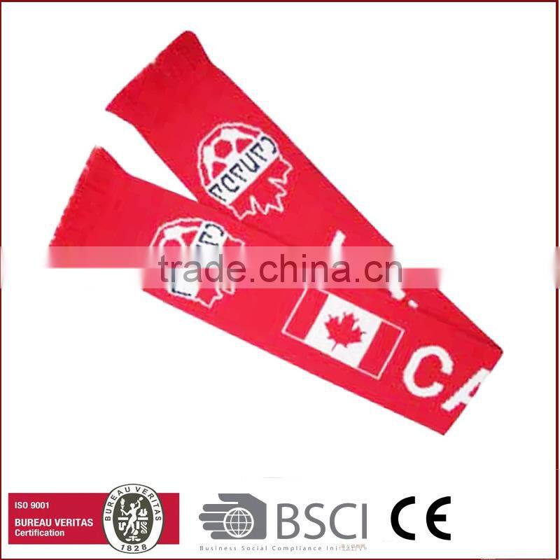 Customized small MOQ arcylic scarf/football scarf/sport scarf