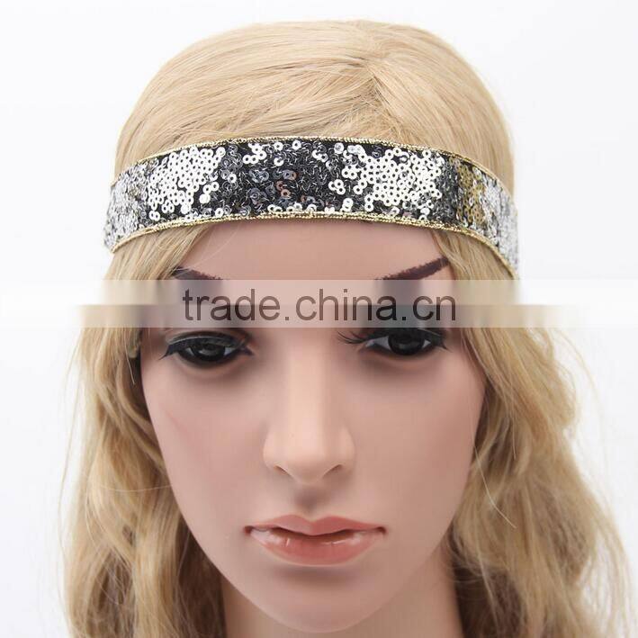 F20072N Hot sale Sequin Grosgrain hair Ribbon hight quality sequin ribbon hair accessories