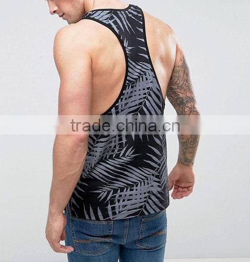 Mens polyester stringer gym singlets overall sublimated tank top
