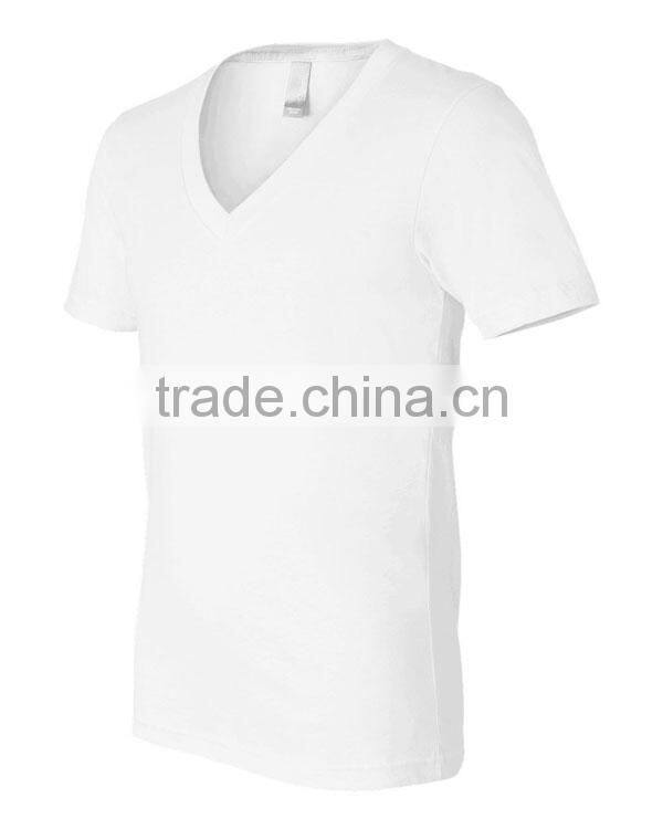 Fashion cheap plain cotton deep v neck t shirts for men