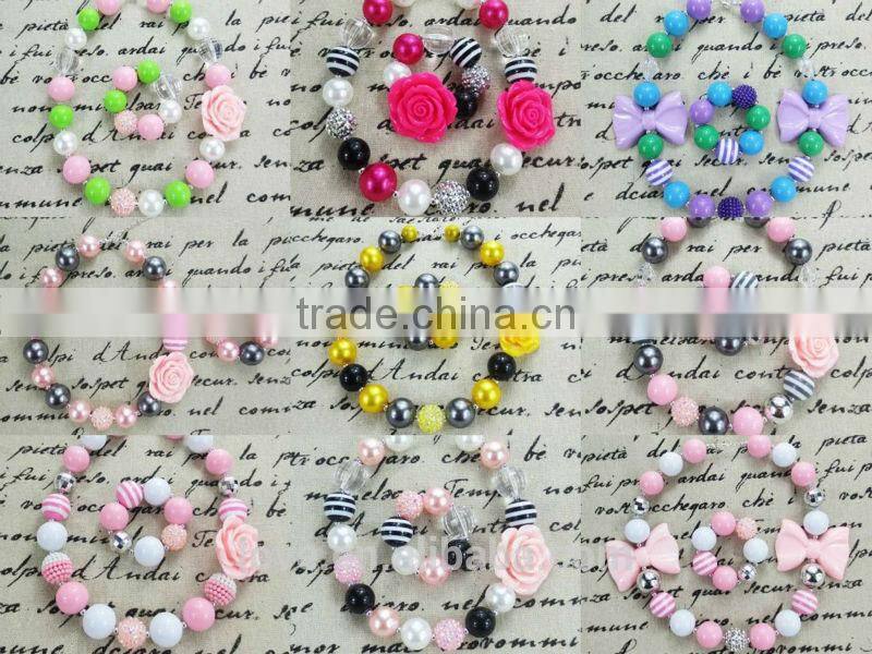 Frozen Turquoise Chunky Bubblegum Necklace and Bracelet Set Wholesale