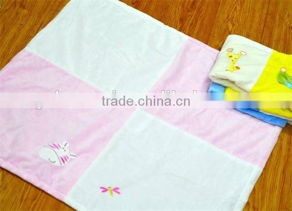 Plain Animal Embroidered Double Color block baby soft thick fleece blanket