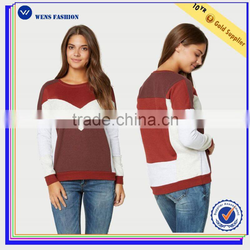 2016 Wensfashion Custom Women Leather Sleeve Sweatshirt and Long Sleeved Sweatshirt