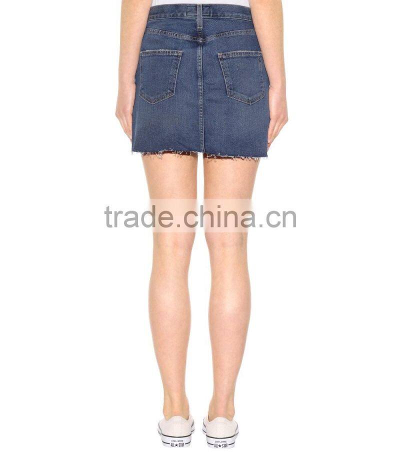 2017 fashion custom high waisted girls sexy Floral Embroidered denim mini skirt Casual Fit Latest women jeans skirt