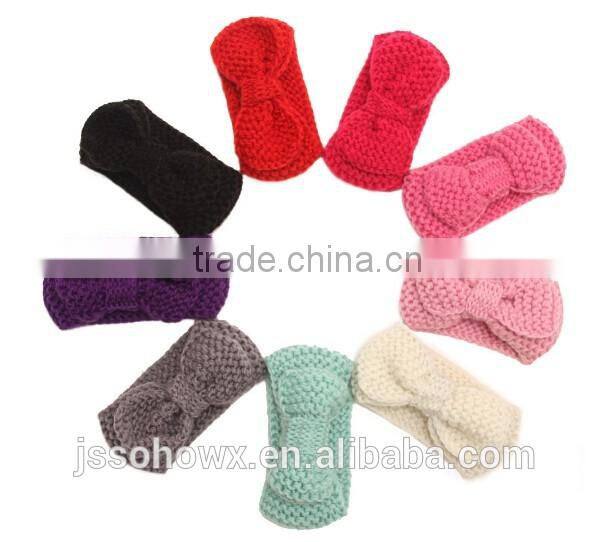 big bow crochet wide headband for babies, crochet baby headband