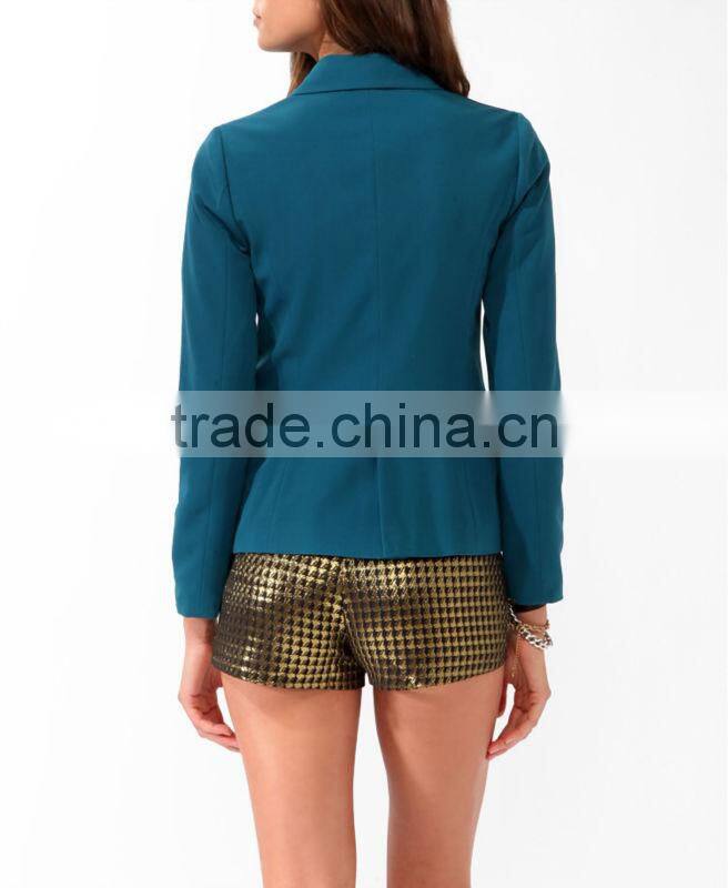 Solid Notched Lapel Blazer