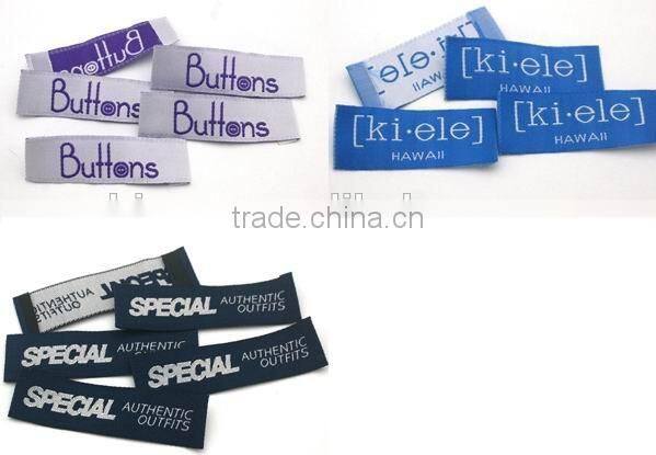 Customized garment shoe labels/woven labels/printed clothing label/embroidered tag end fold WEF-001