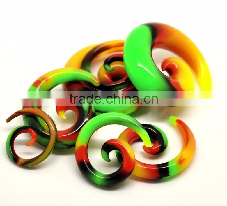 1Set Multicolor Snail Spiral Taper Horn Ear Plug Stretcher Extender