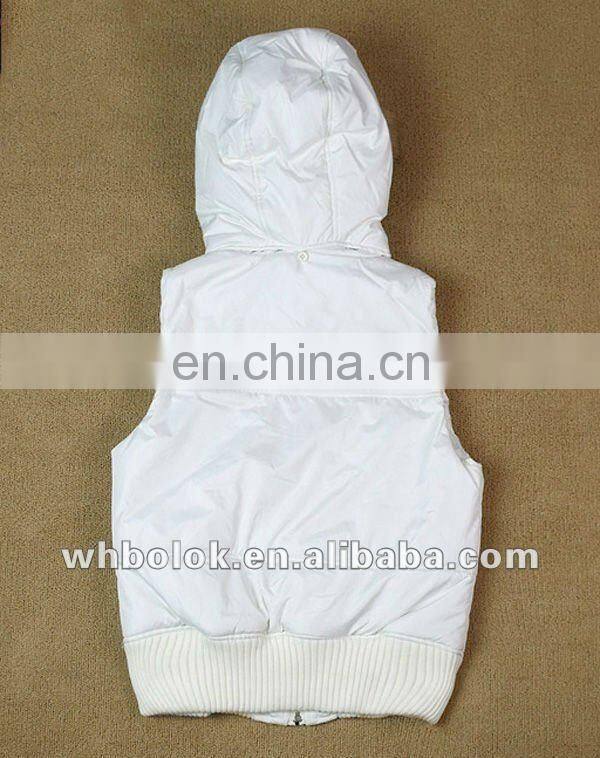Womens quilted white waistcoat with hood padding vest